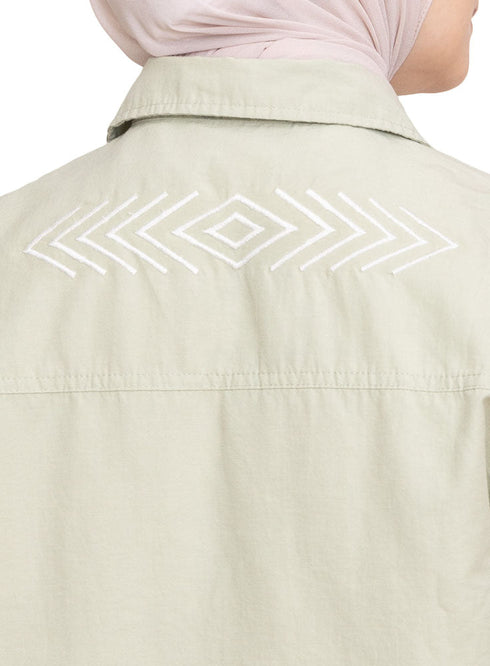 Olive Embroidered Shirt - Khotwh